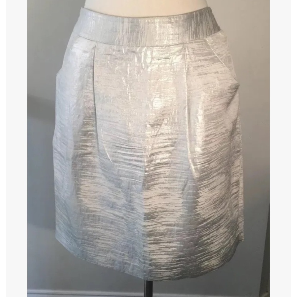 Adam Lippes Silver Metallic Skirt size 10